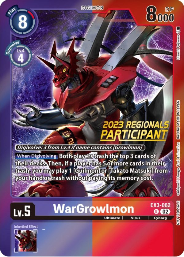 WarGrowlmon [EX3-062] (2023 Regionals Participant) [Draconic Roar Promos] Cheap